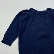 Load image into Gallery viewer, Girls navy, knitted cotton sweater / jumper, no labels, armpit to armpit: 23cm, armpit to cuff: 17cm, GUC, size 000-00,  