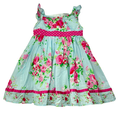 Girls Dymples, lined floral cotton summer dress, FUC, size 00, L: 44cm