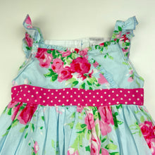 Load image into Gallery viewer, Girls Dymples, lined floral cotton summer dress, FUC, size 00, L: 44cm
