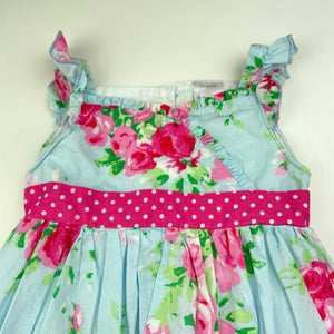 Girls Dymples, lined floral cotton summer dress, FUC, size 00, L: 44cm
