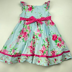 Girls Dymples, lined floral cotton summer dress, FUC, size 00, L: 44cm