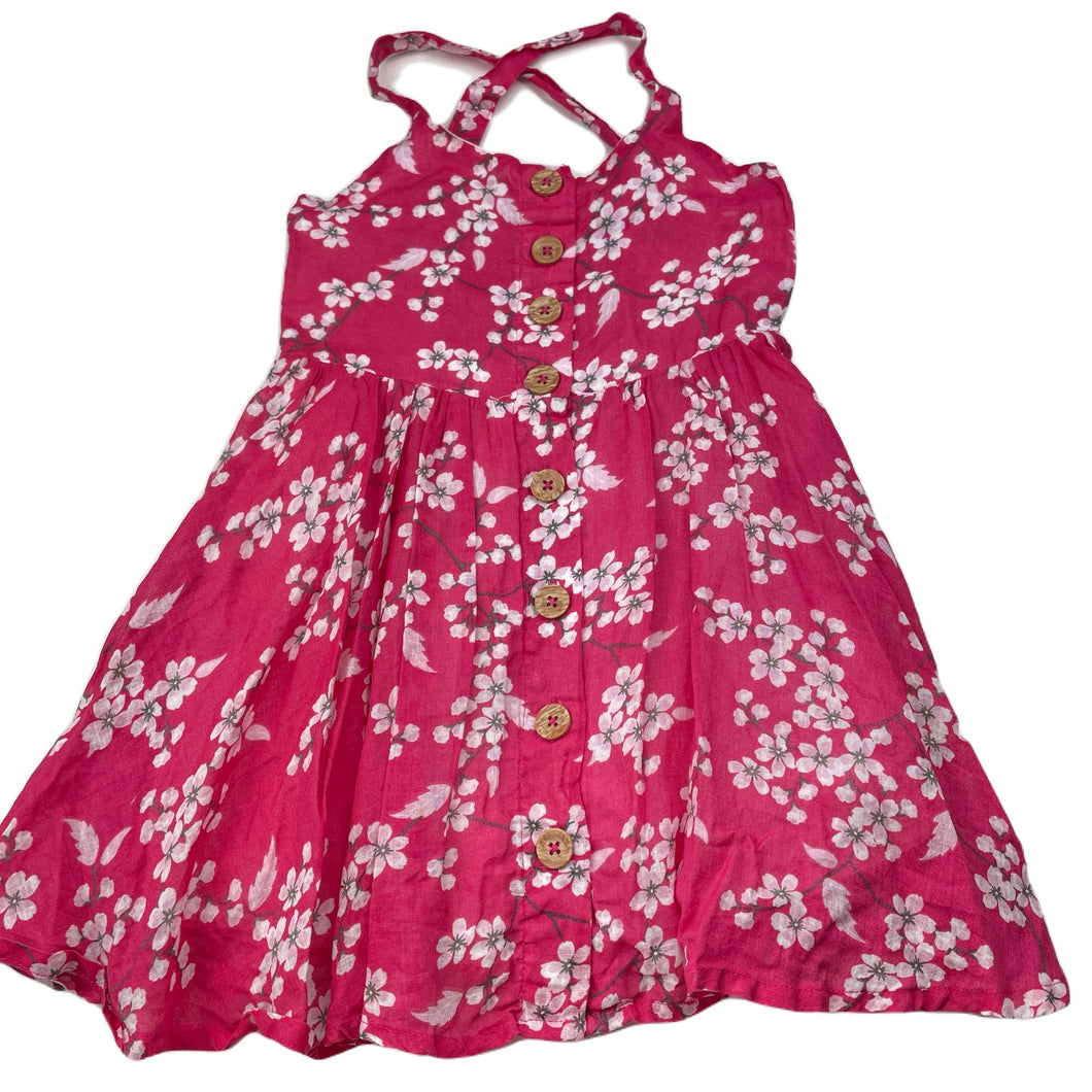 Girls Milkshake, lined floral cotton summer dress, GUC, size 4, L: 56cm