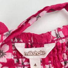 Load image into Gallery viewer, Girls Milkshake, lined floral cotton summer dress, GUC, size 4, L: 56cm