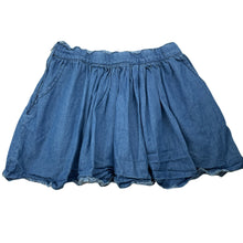Load image into Gallery viewer, Girls Cotton On, blue chambray cotton skirt, adjustable, L: 30cm, GUC, size 6,  