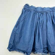Load image into Gallery viewer, Girls Cotton On, blue chambray cotton skirt, adjustable, L: 30cm, GUC, size 6,  