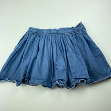 Load image into Gallery viewer, Girls Cotton On, blue chambray cotton skirt, adjustable, L: 30cm, GUC, size 6,  