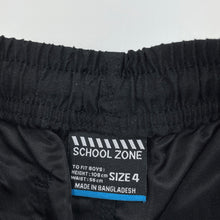 Load image into Gallery viewer, unisex School Zone, black lightweight shorts, elasticated, EUC, size 4,  