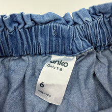 Load image into Gallery viewer, Girls Anko, chambray cotton skirt, elasticated, L: 30cm, GUC, size 6,  