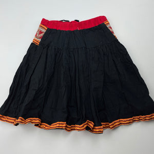 Girls lined, embroidered skirt, elasticated, no labels, W: 23cm across unstretched, GUC, size 2-3,  