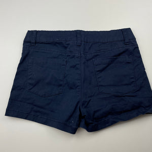 Girls B Collection, navy stretch cotton shorts, W: 32cm across, EUC, size 10,  