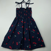 Load image into Gallery viewer, Girls navy, lightweight cotton summer dress, GUC, size 1, L: 50cm