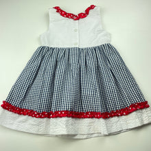 Load image into Gallery viewer, Girls LJ Fashions, lightweight party dress, butterflies, discolouration back hem, FUC, size 2, L: 46cm