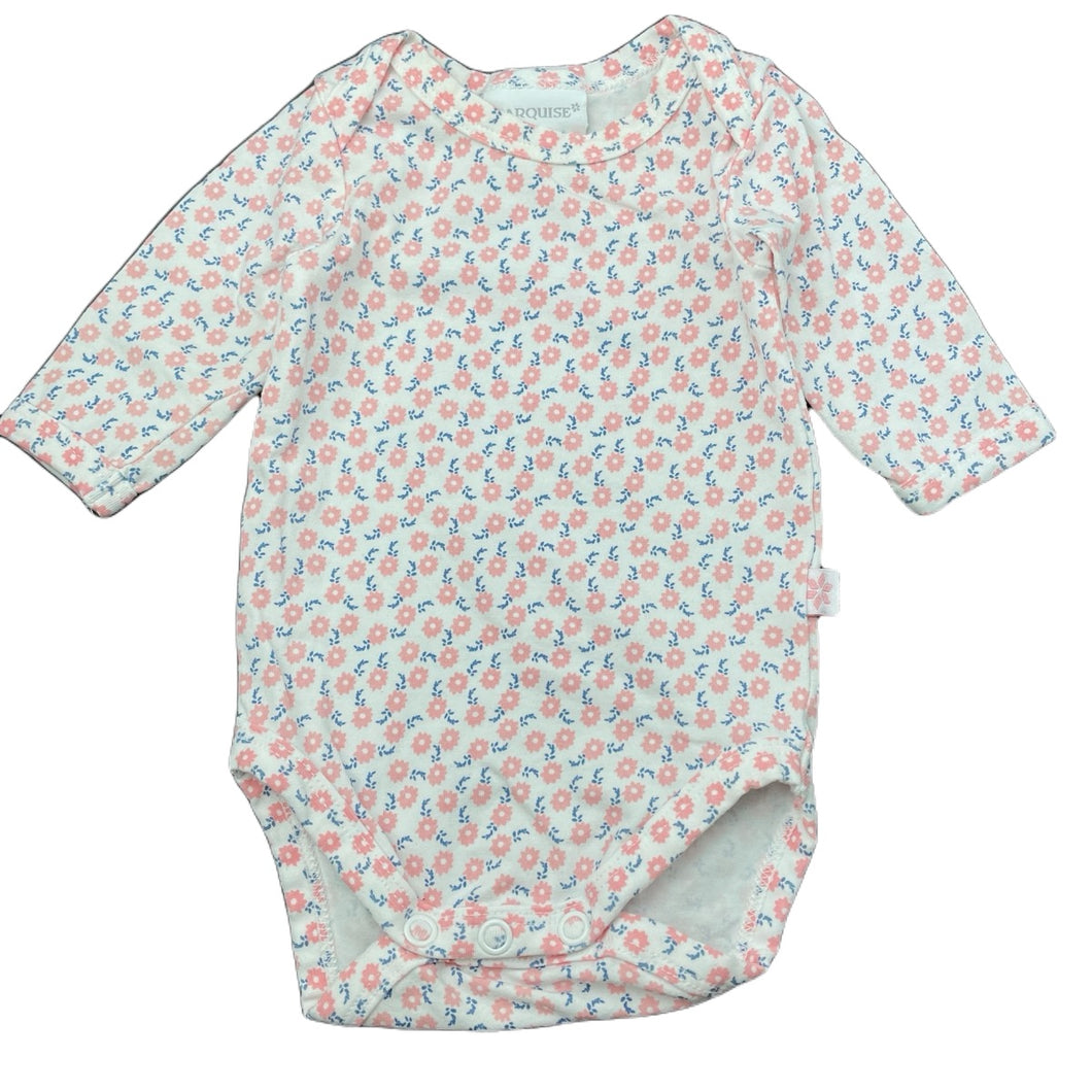 Girls Marquise, stretchy floral bodysuit / romper, EUC, size 0000,  