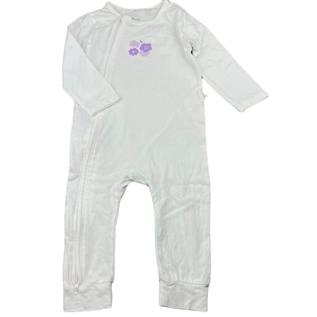 Girls Little Geen & Co, organic cotton zip romper, EUC, size 1,  