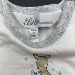 unisex Bebe by Minihaha, soft cotton t-shirt / top, kangaroo, EUC, size 0000,  