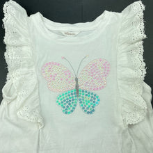 Load image into Gallery viewer, Girls Milkshake, broderie trim cotton top, butterfly, EUC, size 7,  