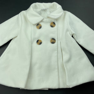 Girls Baby Baby, white jacket / coat, L: 38cm, light mark lower front, FUC, size 1,  