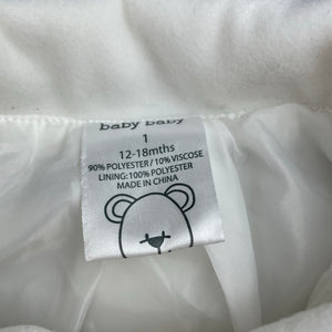 Girls Baby Baby, white jacket / coat, L: 38cm, light mark lower front, FUC, size 1,  