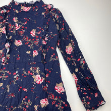 Load image into Gallery viewer, Girls Witchery, navy floral viscose long sleeve dress, wash fade, FUC, size 5, L: 58cm