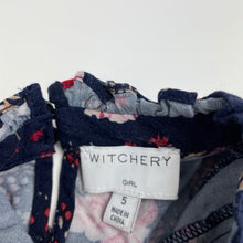 Load image into Gallery viewer, Girls Witchery, navy floral viscose long sleeve dress, wash fade, FUC, size 5, L: 58cm