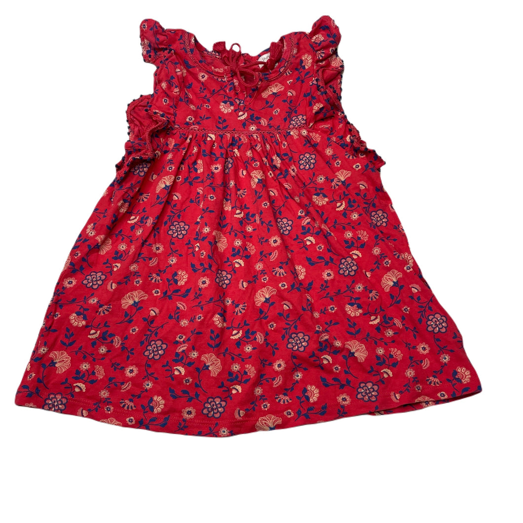 Girls purebaby, floral organic cotton dress, EUC, size 1, L: 43cm