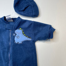 Load image into Gallery viewer, Boys Baby Baby, soft fleece zip coverall / romper + hat, EUC, size 000,  