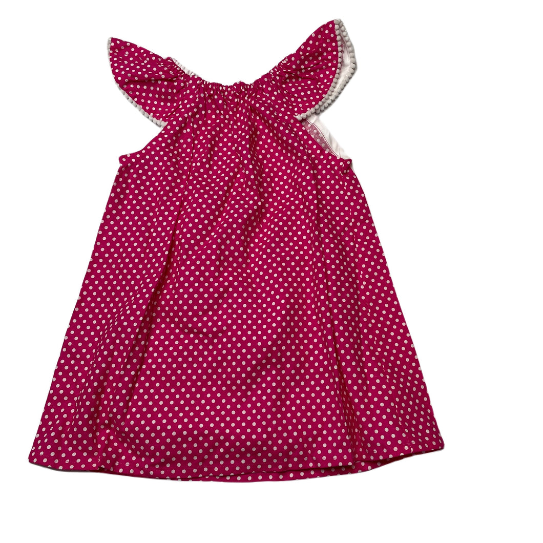 Girls Little Bunty, pink & white spot lightweight cotton dress, EUC, size 1, L: 41cm