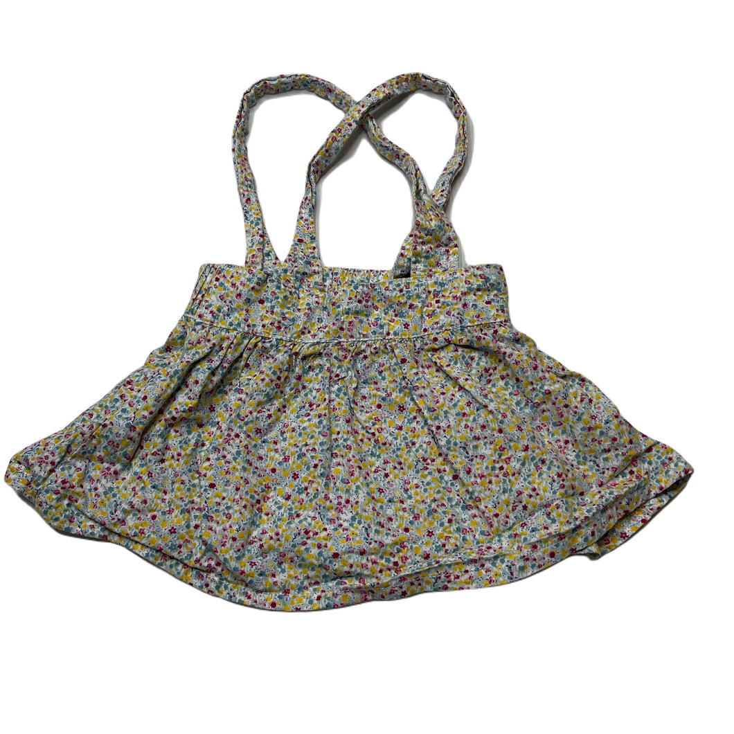 Girls Willow & Jay, lightweight floral cotton suspender skirt, EUC, size 00,  