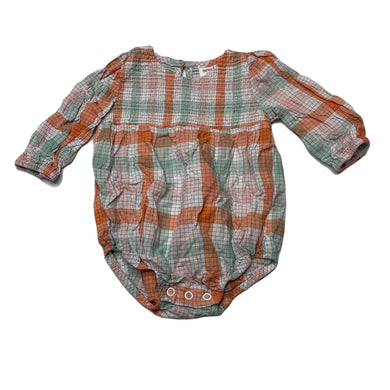 Girls Seed, checked lightweight long sleeve romper, GUC, size 000,  