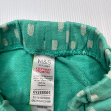 Load image into Gallery viewer, unisex M&amp;S, green cotton bottoms, elasticated, FUC, size 00,  