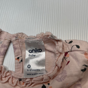 Girls Anko, floral cotton long sleeve top, EUC, size 0,  
