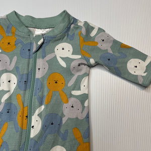 unisex Anko, stretchy zip romper, rabbits, EUC, size 00000,  