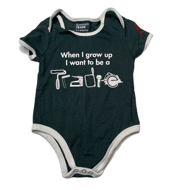 unisex BUNNINGS TRADE, cotton bodysuit / romper, EUC, size 0,  