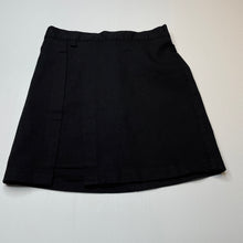 Load image into Gallery viewer, Girls black, stretchy denim skirt, elasticated, no labels, L: 37.5cm, W: 32 across unstretched, EUC, size 12-14,  