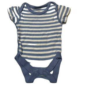 unisex M&S, striped cotton bodysuit / romper, GUC, size 0000,  