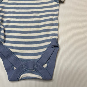 unisex M&S, striped cotton bodysuit / romper, GUC, size 0000,  