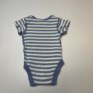 unisex M&S, striped cotton bodysuit / romper, GUC, size 0000,  