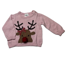 Load image into Gallery viewer, Girls Baby, knitted cotton Christmas sweater / jumper, GUC, size 000,  