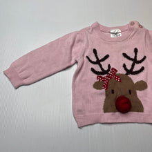 Load image into Gallery viewer, Girls Baby, knitted cotton Christmas sweater / jumper, GUC, size 000,  