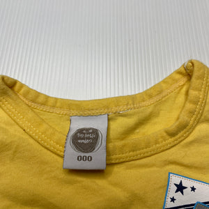 Boys Tiny Little Wonders, yellow cotton romper, EUC, size 000,  