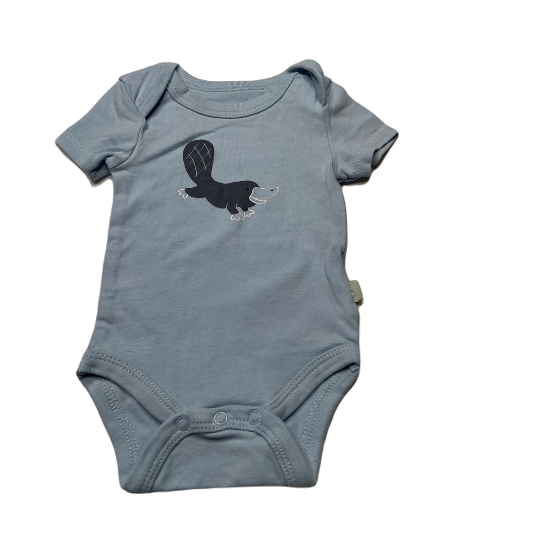 unisex Bilbi, stretchy bodysuit / romper, platypus, GUC, size 00000,  