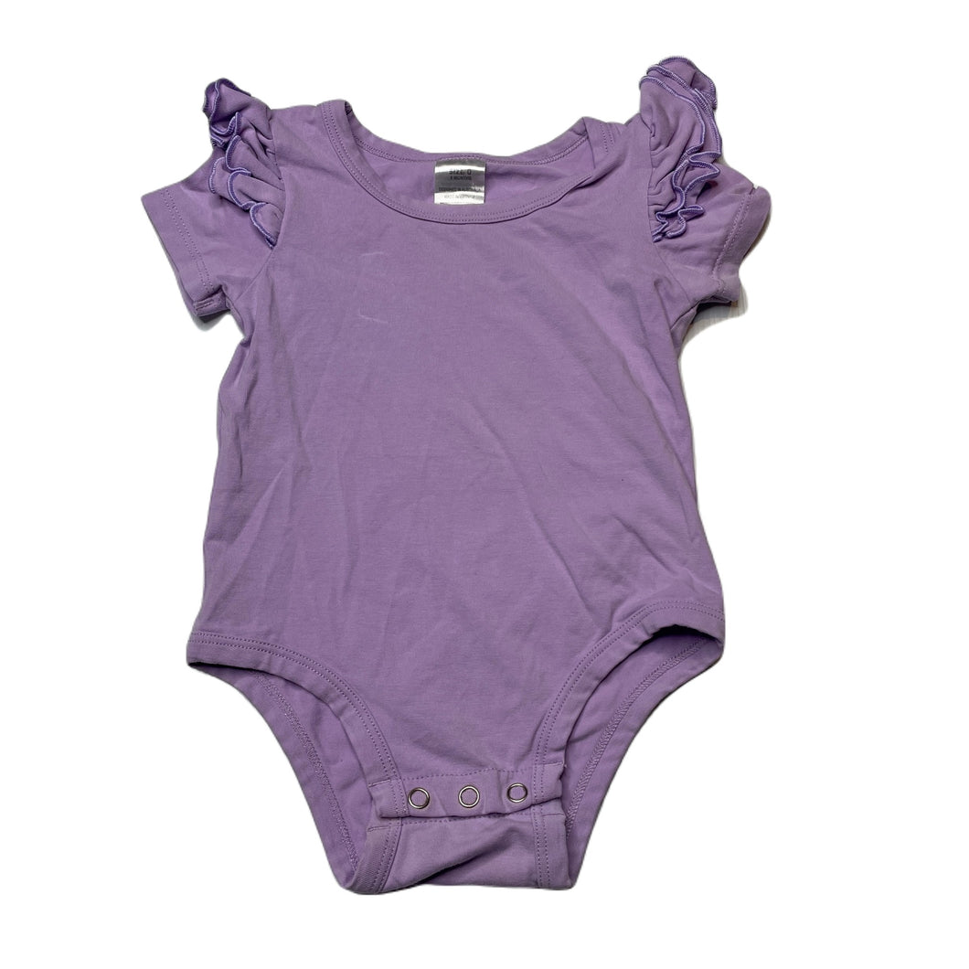 Girls TOOTS KIDS, purple stretchy ruffle bodysuit / romper, EUC, size 0,  