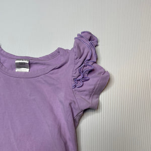 Girls TOOTS KIDS, purple stretchy ruffle bodysuit / romper, EUC, size 0,  