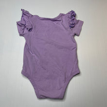 Load image into Gallery viewer, Girls TOOTS KIDS, purple stretchy ruffle bodysuit / romper, EUC, size 0,  