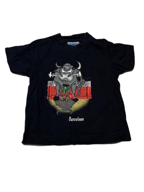 unisex SAFON, black cotton t-shirt / top, bull, EUC, size 2,  