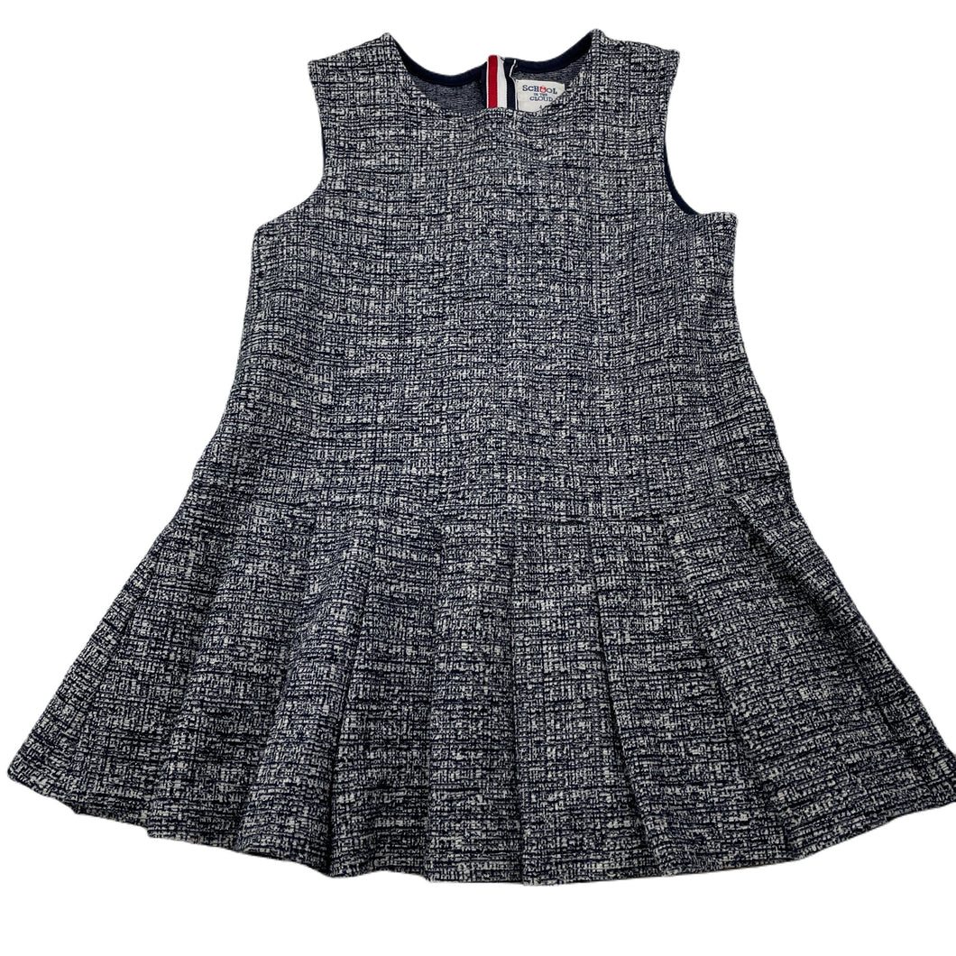 Girls SCHOOL IN THE CLOUD, navy & white box pleat dress, EUC, size 4, L: 49cm