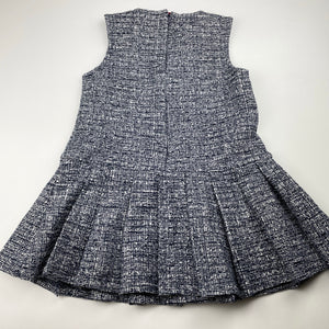 Girls SCHOOL IN THE CLOUD, navy & white box pleat dress, EUC, size 4, L: 49cm