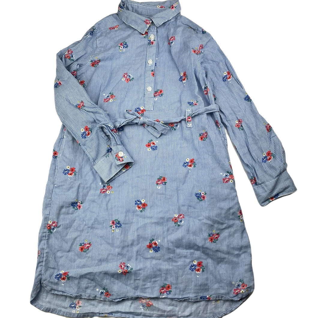 Girls H&M, lightweight floral cotton shirt dress, GUC, size 7, L: 61cm