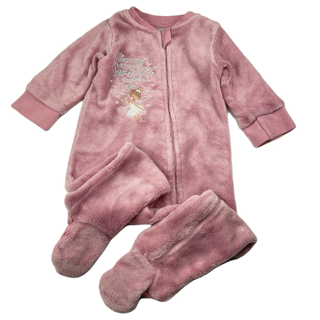 Girls Baby Berry, pink fleece zip coverall / romper, GUC, size 1,  