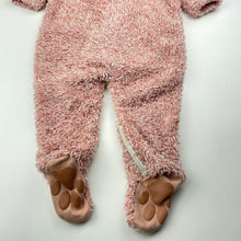 Load image into Gallery viewer, Girls Baby Berry, fleece zip hooded coverall / romper, GUC, size 0,  